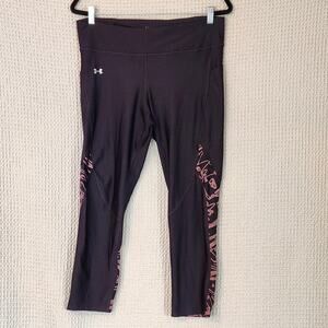 Under Armour Leggings Womens XL Black HeatGear Compression Crop Print 1351707